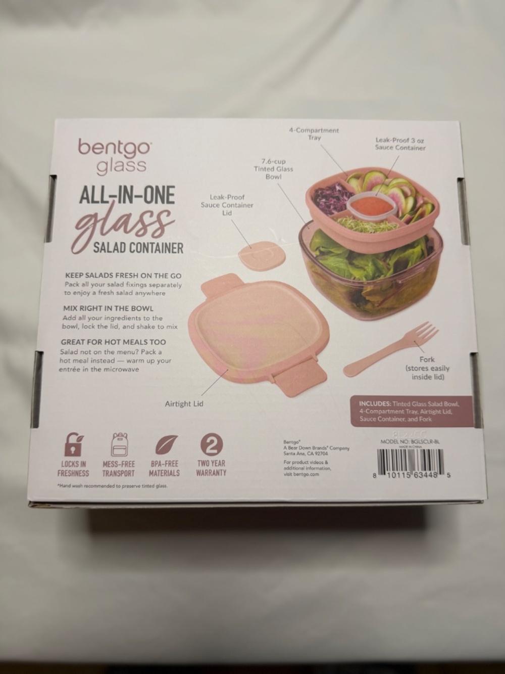 🥬Bentgo Glass All-In-One Salad Container - Rose🥬 - Picture 8 of 8